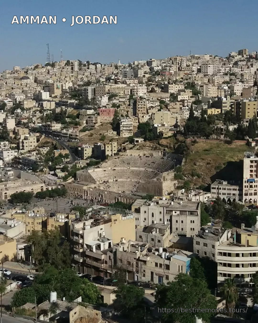 Amman Citadel and Roman Theater overlooking downtown Amman, Jordan