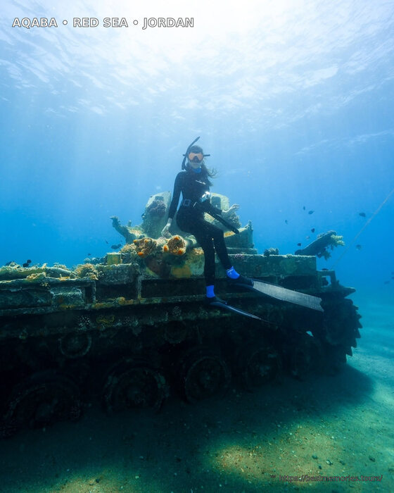 Wreck diving in clear Red Sea water near Aqaba, Jordan — underwater adventure tour