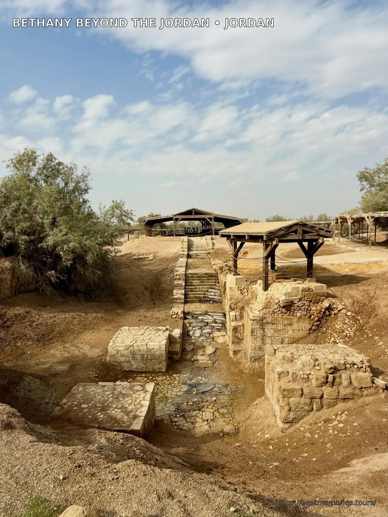 Ancient baptism pools and archaeological ruins at Bethany Beyond the Jordan, Jordan