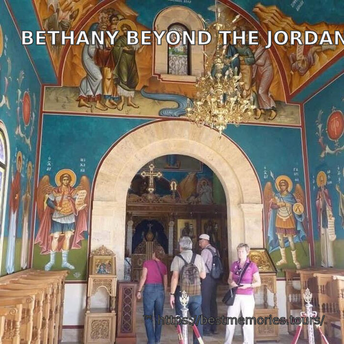 Colorful pilgrimage church interior at the Baptism Site in Jordan