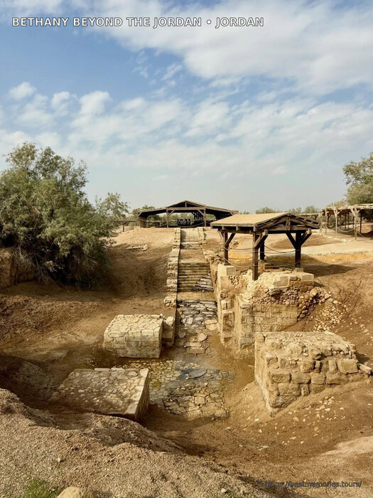 Ancient baptism pools and archaeological ruins at Bethany Beyond the Jordan, Jordan