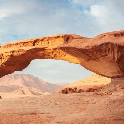 Red sand dunes and sandstone cliffs, Wadi Rum, Jordan (photo 2)