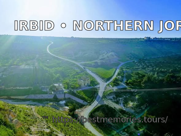 Rural roads crossing the green northern Jordan landscape near Irbid