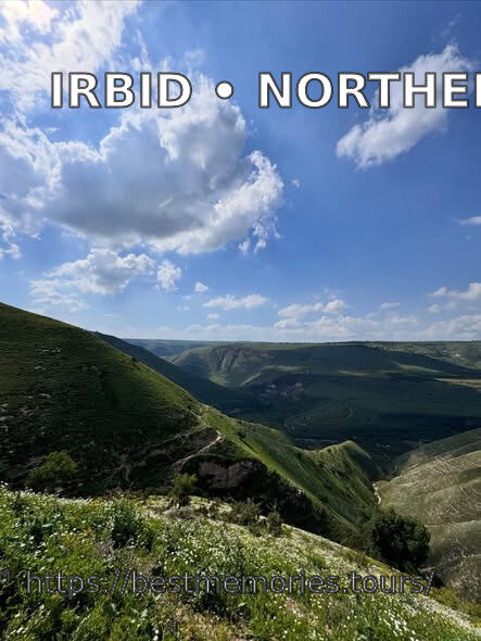 Panoramic northern Jordan countryside near Irbid under a bright sky