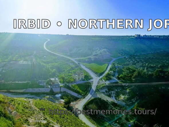 Rural roads crossing the green northern Jordan landscape near Irbid