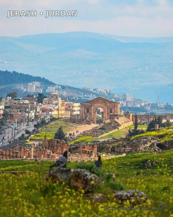 Ancient stone street through Jerash, Jordan