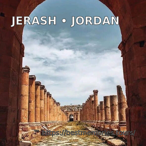 Roman archway opening onto the Cardo in Jerash, Jordan