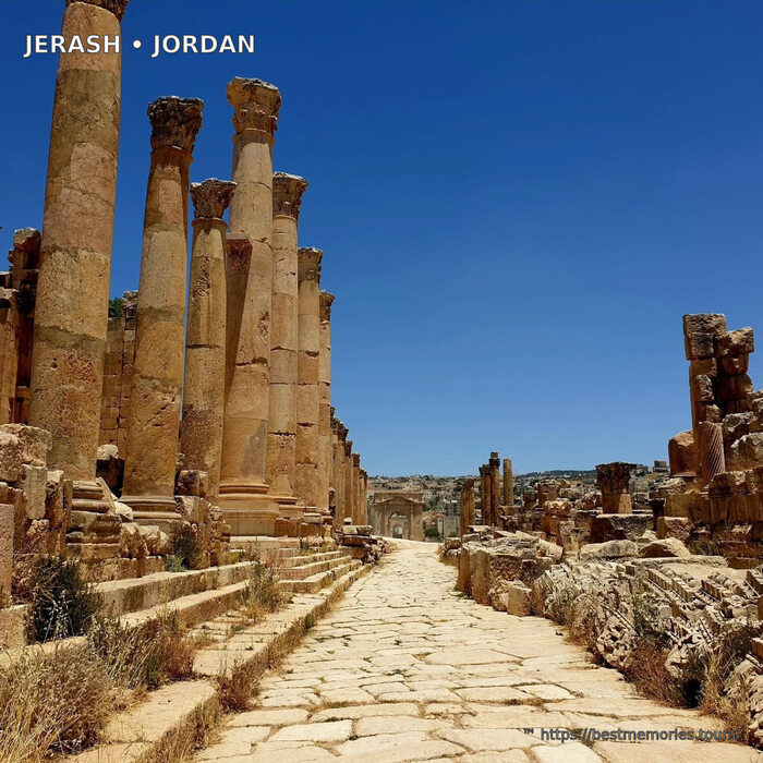 Roman columns at Jerash archaeological site, Jordan