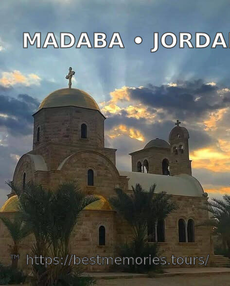 Madaba church domes at sunset in Jordan — Byzantine heritage travel