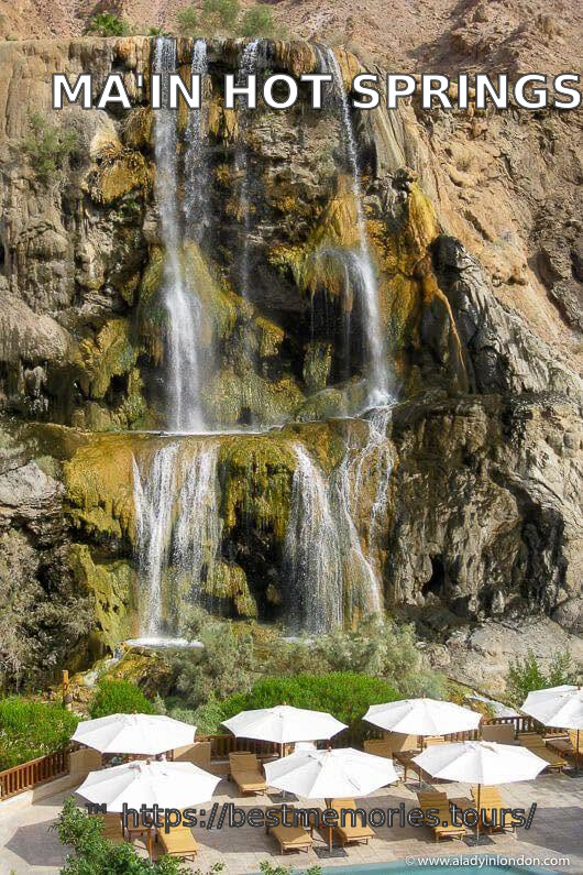 Cascading waterfall and canyon pool scenery near Ma'in Hot Springs, Jordan