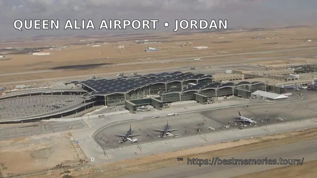 Queen Alia International Airport runways and terminal complex near Amman, Jordan