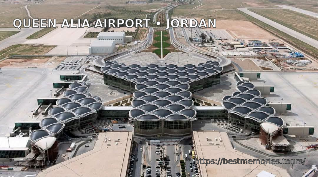 Queen Alia International Airport in Jordan from above — main gateway for Amman and Jordan tours