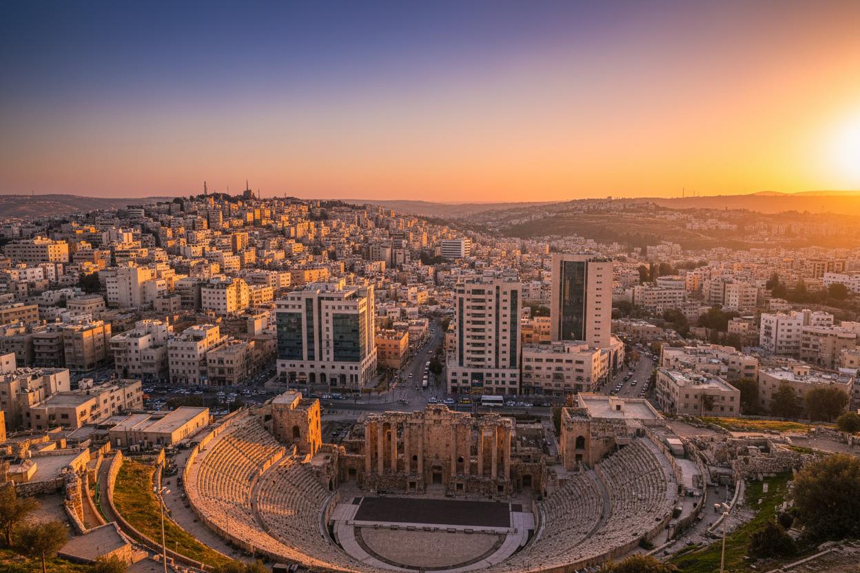 Amman city panorama with the Grand Husseini area, capital of Jordan